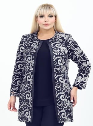 Büyük Beden 4074 Lacivert Ceket+Bluz Takım LACİVERT